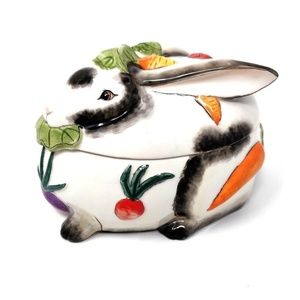 Fitz & Floyd Rabbit Lidded Dish Cookie Jar